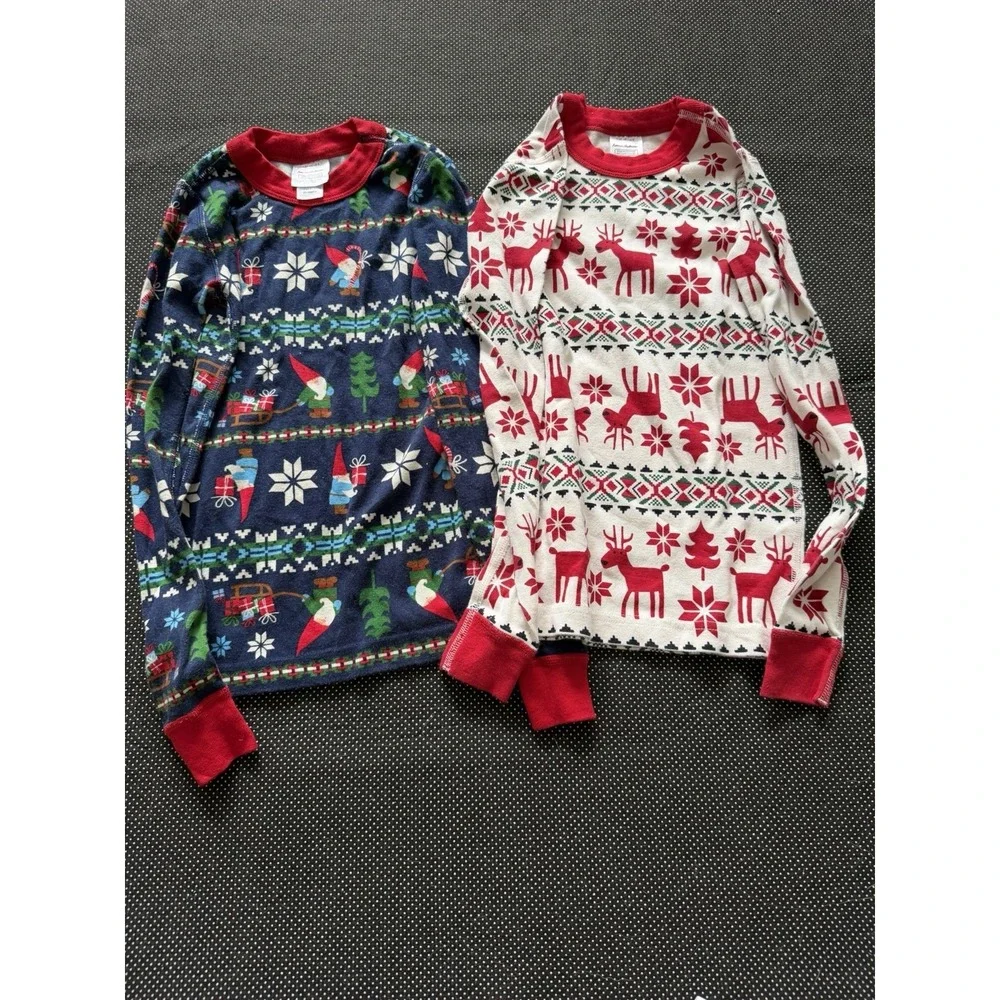 Hanna Andersson Pajama Tops Unisex Sz 8 Dear Deer Organic Holiday Fair Isle Gnom
